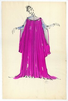 Serge Matta 1950s Original Fashion Drawing