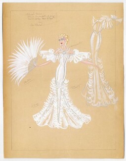 Marcel Escoffier 1930s, Original Costume Design, Evening Gown