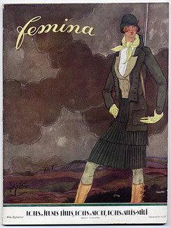 Femina 1928 Novembre, Georges Lepape, Huntress, Chanel, Madeleine Vionnet, Louis Vuitton, Nicolas wine