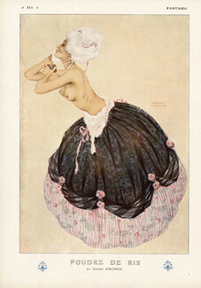 Raphaël Kirchner 1911 ''Poudre de Ris'' Topless Making-up 18th Century Costumes