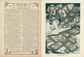 M. Homolle, 1911 - A. Barrère "Tête de Turc", Biography, Caricature, Mona Lisa, Joconde, Gioconda, Text by Bing
