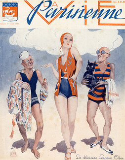 Georges Léonnec 1931 Bathing Beauty, Suzanne Obin, La Vie Parisienne cover