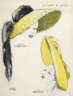 Maud Et Nano & Paulette 1947 Don, Fashion Illustration Summer Hats