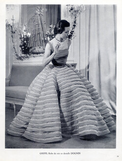 Jacques Griffe 1951 Lace Evening Gown, Dognin