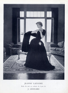 Jeanne Lafaurie 1951 Photo Georges Saad, black Evening Gown