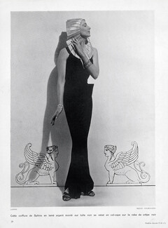 Jeanne Lanvin 1936 Coiffure de Sphinx, Col-Cape, Evening Gown