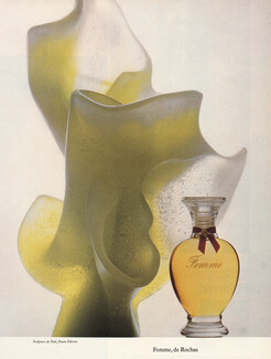 Marcel Rochas (Perfumes) 1974 Femme, Sculpture de Dali, Daum Editeur