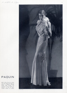 Paquin (Couture) 1933 Evening Gown, Rose Embroidery