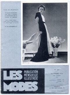Les Modes 1934 Novembre N°366, Schiaparelli, Chanel, Jean Patou