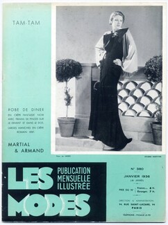 Les Modes 1936 Janvier N°380, Martial & Armand, Chanel, Robert Piguet, Germaine Lecomte