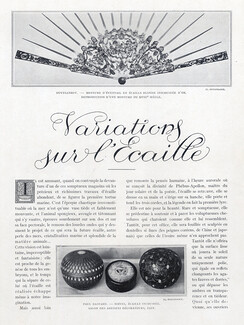 Variations sur l'Écaille, 1921 - Duvelleroy & Garand (Aux Tortues) Tortoiseshell, combs, fans, Texte par Roger de Nereÿs, 8 pages