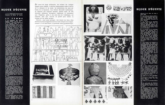 Bijoux d'Egypte, 1946 - Jewels of Egypt Diadème, Gorgerin, Amulettes, Osiris, Pharaon, Ramses II, Néfertari..., Texte par Ch. Desroches-Noblecourt, 6 pages