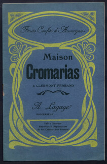 Cromarias (Catalog Chocolates) 1910s Mr Lagaye "Fruits Confits d'Auvergne", 14 pages