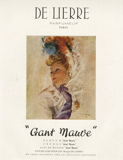 De Lierre (Perfumes) 1946 ''Gant Mauve'' René Gruau