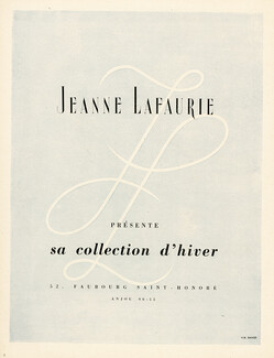 Jeanne Lafaurie 1947 Collection d'hiver