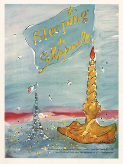 Schiaparelli (Perfumes) 1950 Sleeping, Eiffel Tower, Vertès