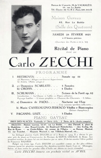 Carlo Zecchi (pianiste) 1925 Récital program