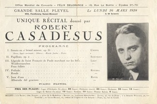Robert Casadesus (Pianist) 1928 Program Unique Récital, Photo Laure Albin Guillot