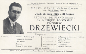 Zbigniew Drzewiecki 1925 Program Récital "Musique Polonaise"
