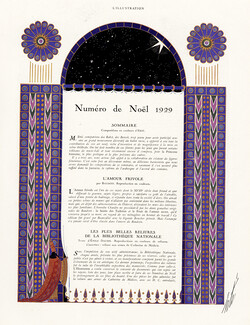Numéro de Noël 1929 - Sommaire, 1929 - Erté (Romain de Tirtoff) Illustrated Text, 4 pages