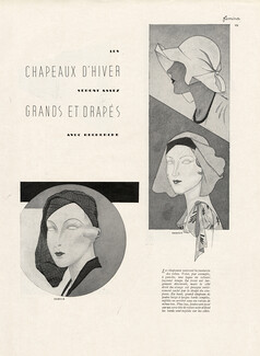 Chapeaux d'Hiver 1930 Caroline Reboux, Rose Valois, Agnès, Jane Blanchot... Jc. Haramboure, 4 pages