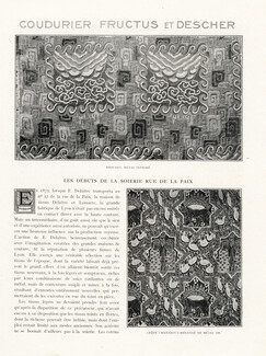 Coudurier Fructus Descher, 1923 - Les débuts de la Soierie Rue de la Paix, 3 pages