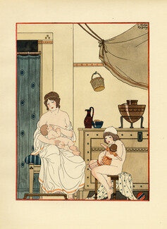 Joseph Kuhn-Régnier 1932 Hippocrate II, Pochoir n°1, Une femme allaitait... Maternity