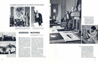 Georges Mathieu, 1959 - Dandy, Peintre d'avant-garde, Texte par Pierre Restany, 3 pages