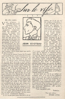 Sur le Vif - Jean Cocteau, 1924 - Caricature, Reviews, Texte par André Lang