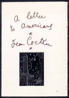 A letter to Americans, 1950 - Texte par Jean Cocteau, 16 pages