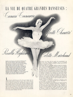 La vie de quatre grandes danseuses, 1952 - Tamara Toumanova, Yvette Chauviré, Rosella Hightower, Colette Marchand Artist's Career, 5 pages