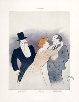 Leonetto Cappiello 1903 Mr Huguenet, Mlle J. Rolly, Mr Calmettes, Caricature "Lucette"
