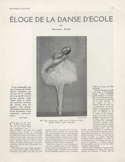 Éloge de la danse d'école, 1929 - Olga Spessivtzeva Lucienne Lamballe, Camille Bos, Rosita Cérès, Serge Lifar, Text by Dominique Sordet, 5 pages