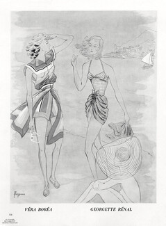 Véra Boréa & Georgette Renal 1946 Beachwear, Flozanne
