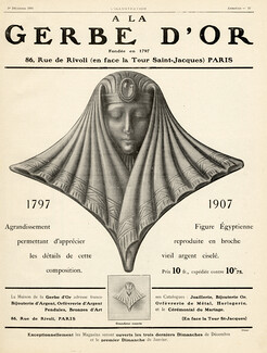 À La Gerbe d'Or (Jewels) 1906 Brooch Egyptian face
