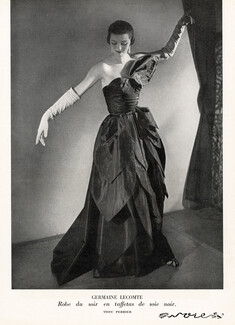 Germaine Lecomte 1950 Robe du soir en taffetas de soie noir, Evening Gown