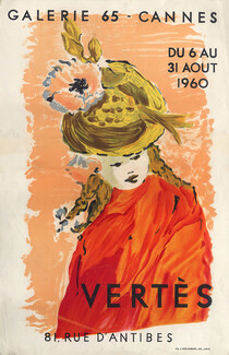 Marcel Vertès 1960 Galerie 65 Cannes, Poster Art