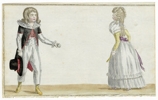 Magasin des Modes Nouvelles 1787 cahier n°24, plate n°2, Defraine, Young Boy & Young Girl