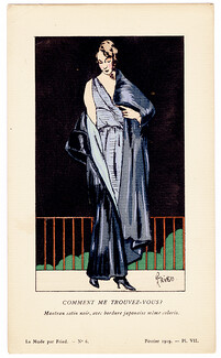Fried 1919 Evening Satin Coat and Dress, Pochoir