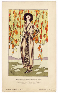 Fried 1919 Evening Gown, Lucien Lelong, Jacqueline Darquin, Pochoir
