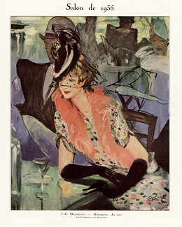 Jean-Gabriel Domergue 1935 Montmartre, Au Café, Elegant