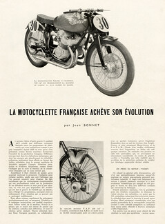 La Motocyclette Française achève son évolution, 1949 - Motorcycles, Gilera, Peugeot, Moto Guzzi, Lambretta, Texte par Jean Bonnet, 3 pages