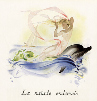 Jean Adrien Mercier 1941 La Naïade Endormie, Submarine Tale Mermaid Nude Dolphin