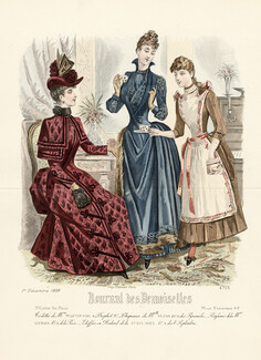 Journal des Demoiselles 1888 N°4705 Pelletier-Vidal, Portier, hand colored fashion plate