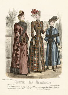 Journal des Demoiselles 1889 N°4758 Pelletier-Vidal, Portier, hand colored fashion plate
