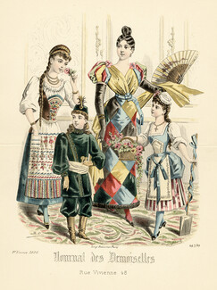 Journal des Demoiselles 1892 N°4871 bis, B.C. Deferneville, hand colored fashion plate