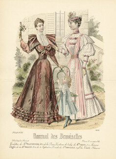 Journal des Demoiselles 1893 N°4949 Pelletier-Vidaln, Costume de baby Taskin, P. Deferneville, B.C. hand colored fashion plate