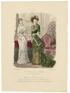 Le Salon de la Mode 1880 N°487 5ème année Pl.52, Au Sablier (Robes, Manteaux, Lingerie de deuil...)