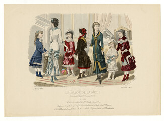 Le Salon de la Mode 1881 N°489 6ème année Pl.2, Girls Fashion, Au Sablier