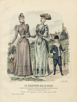 Le Moniteur de la Mode 1890 N°2600 Toilettes Moslard, Jules David
